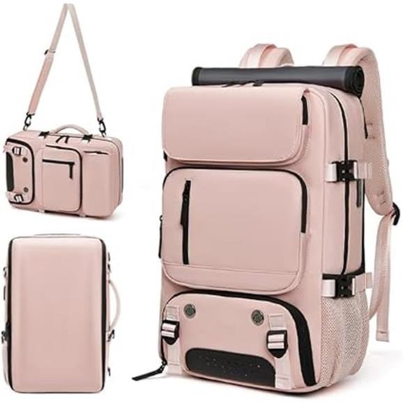 Women\'s Backpack Waterproof Laptop Backpack with Shoe Bag, Pink, 16 inch